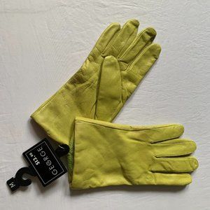 lime leather gloves - lined soft Small green leather gloves